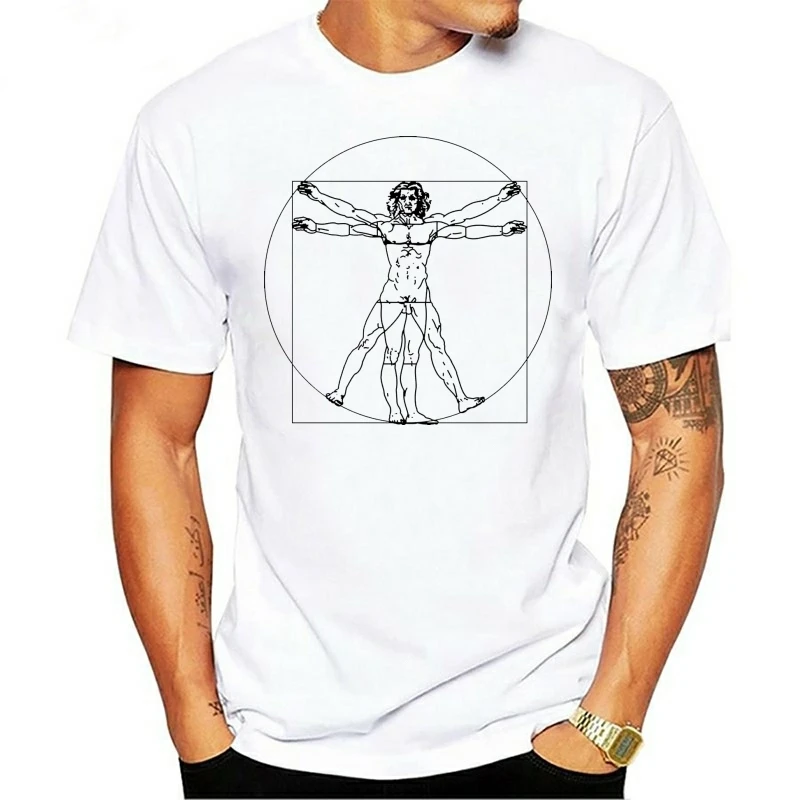 DA VINCI VITRUVIAN MAN MENS T SHIRT LEONARDO ARTIST INVENTOR SCIENCE ANATOMY Customize Tee Tshirt