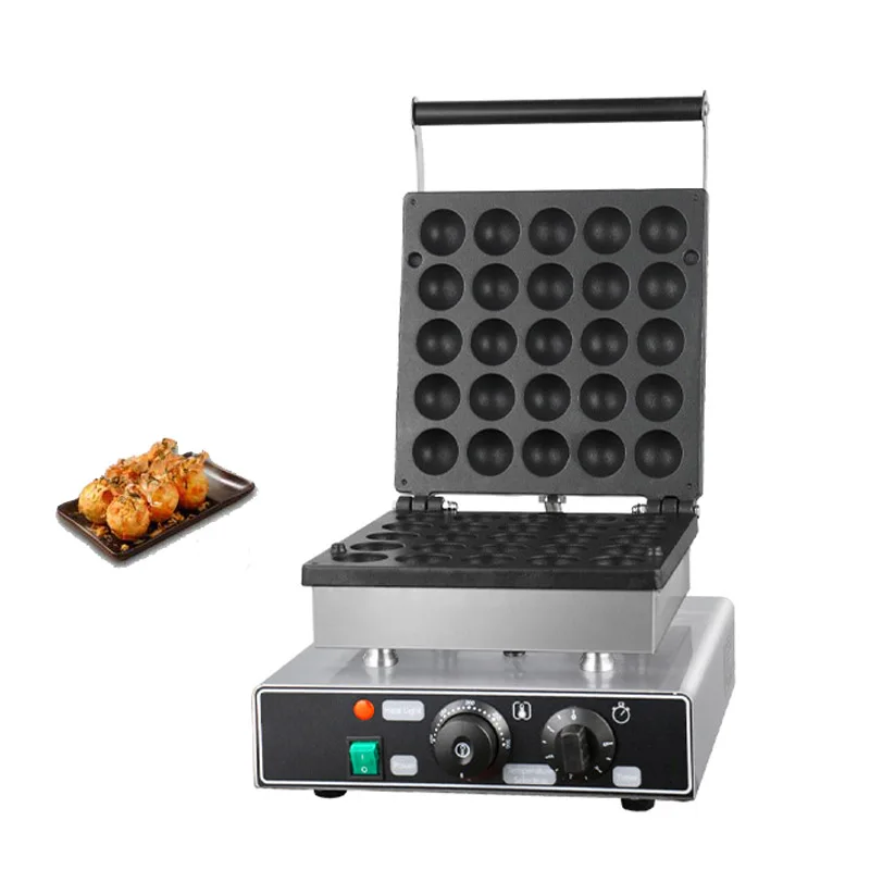 25 Pcs Commercial Ball Shaped Waffle Baker Electric Bomb Burning Takoyaki Maker Machine