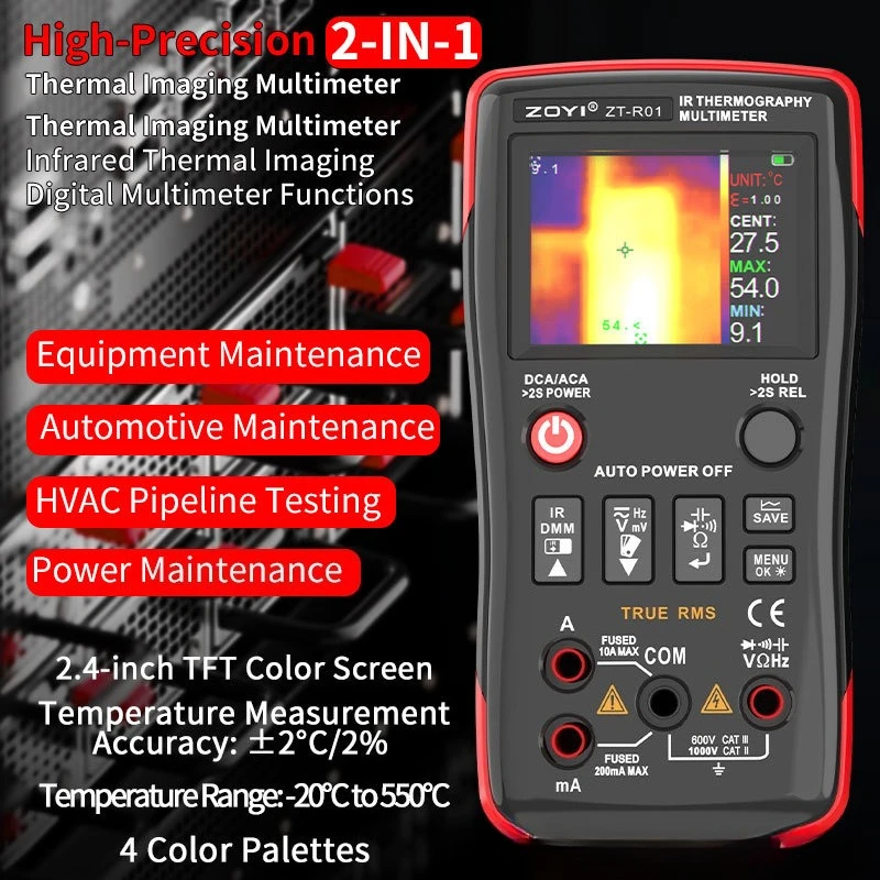 

ZOYI ZT-R01 Infrared Thermal Imager Digital Multimeter Industrial Power Floor Heating Circuit Board Repair