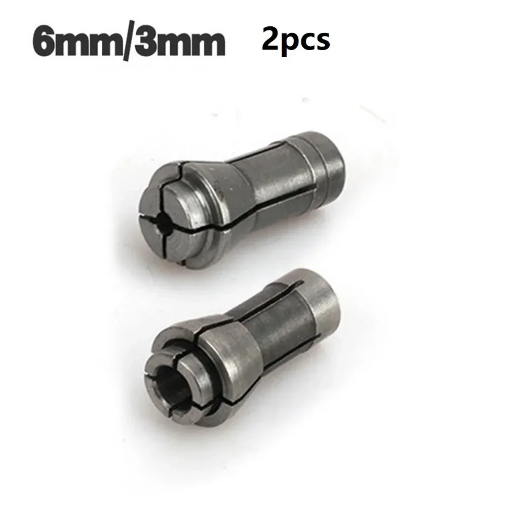 2pcs 3/6mm Bit Shank Adapter Holds Arbors Shanks Tools Woodworking Trimming Engraving Machine Collet Chucks Die Grinder Router