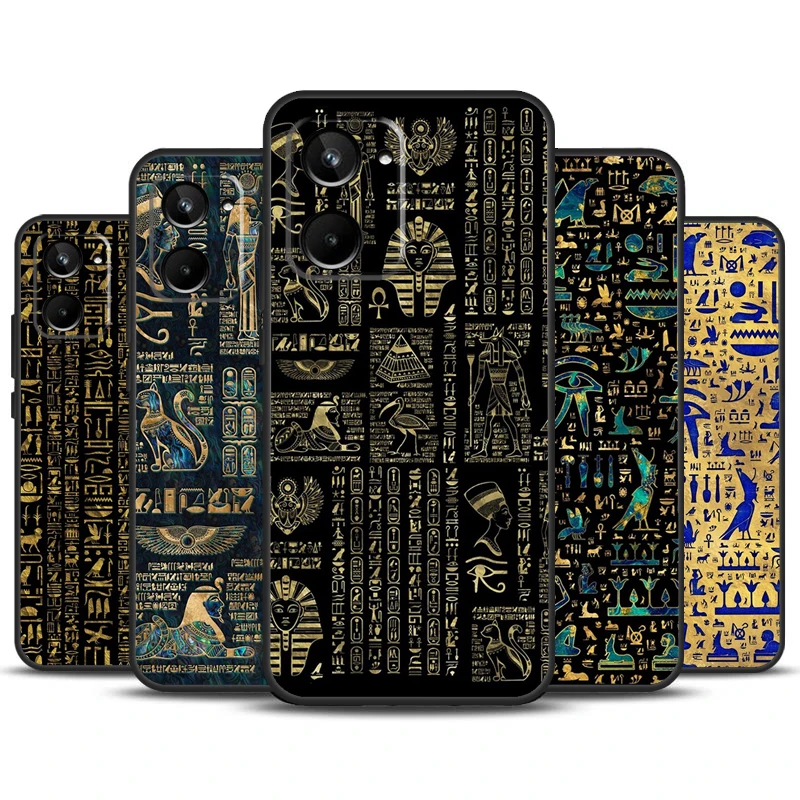 Ancient Egyptian Hieroglyphic For Realme C53 C55 C35 C33 C30 C25s C21Y C11 C15 GT Neo5 GT3 GT5 9 10 11 12 Pro Plus Case