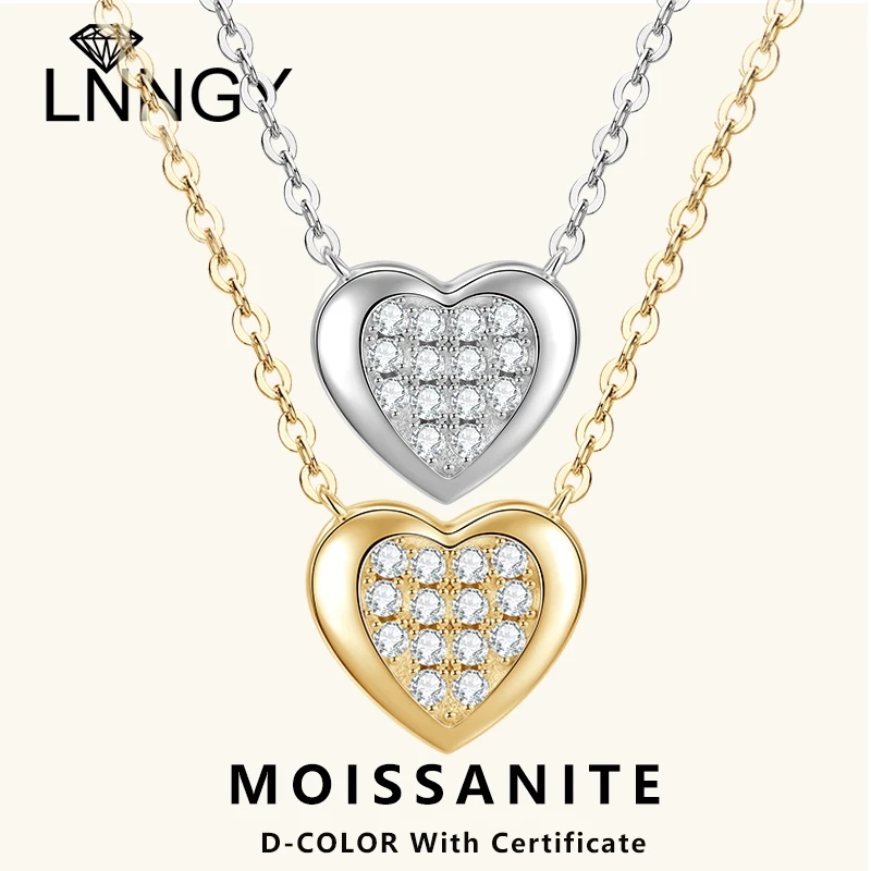 

Сертифицированные Lnngy 0,21CTTW муассанитовые ожерелья для женщин, колье из стерлингового серебра 925 пробы, ожерелье в форме сердца, ювелирные изделия
