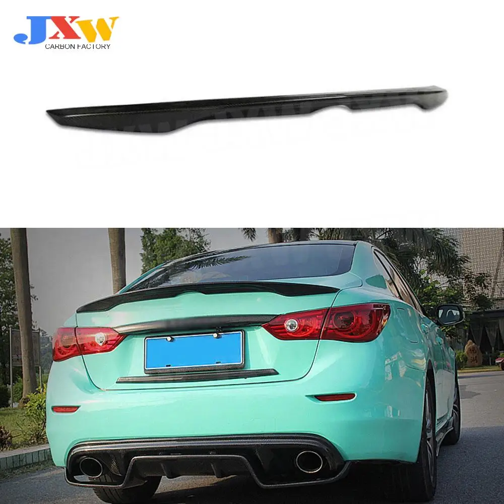 

Real Carbon fiber Rear Spoiler Boot Lip Wings For Infiniti Q50 Q50S 2014 - 2020 FRP Trunk External Decoration Car Styling