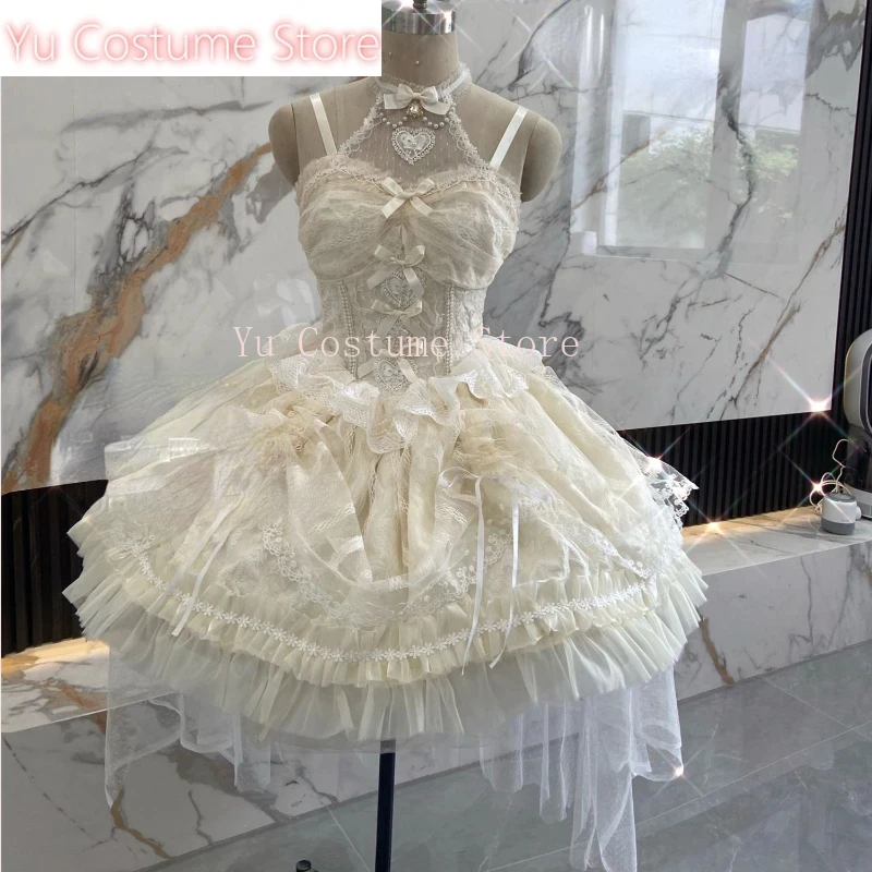 

Japanese Sweets Lolita Jsk Dresses Kawaii Women Vintage Elegant Lace Mesh Princess Strap Dress Harajuku Lolita European 2025