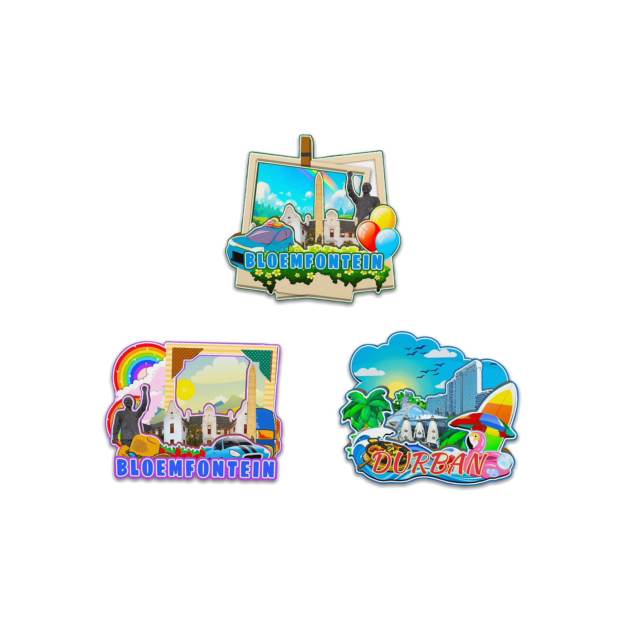 Decorative Magnets for  Durban South Africa City Landmark Travel Souvenirs 3D Wooden Fridge Stiker Delightful Gifts for Friends