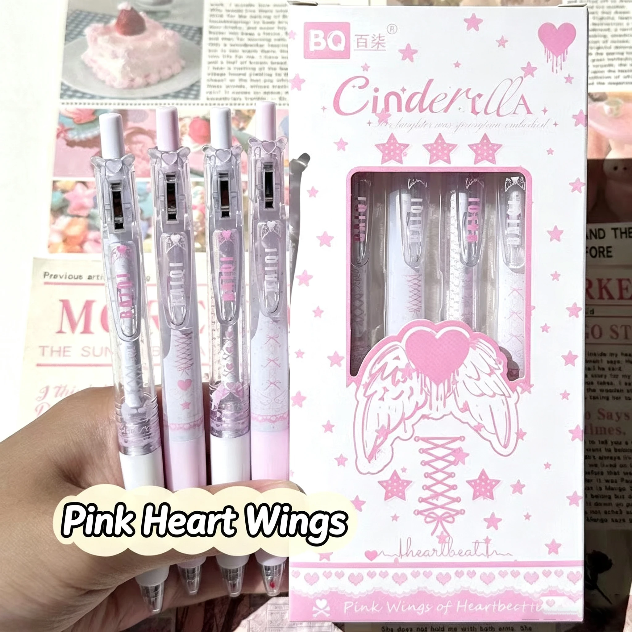 4PC Mix Korean Neutral Pen Set for Studying Japanese High-look Ins Student Exam Pen Quick-dry 0.5 Black Click Pen Cute Gift 2026