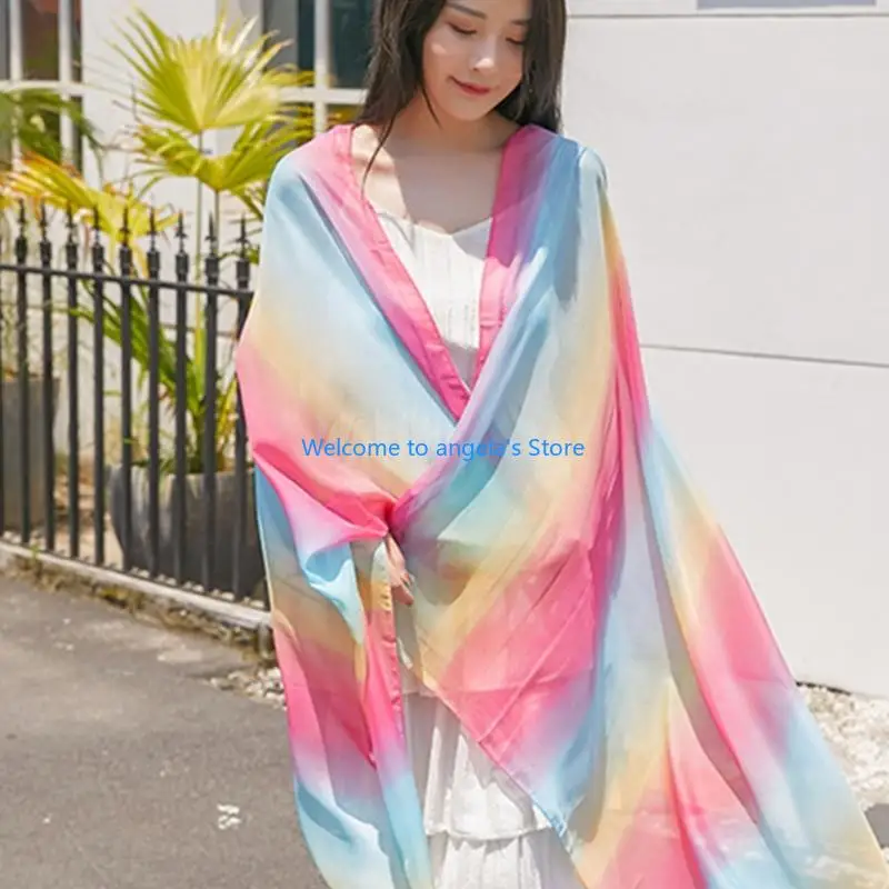 X4YC وشاح طويل للرقص الشرقي 180 × 100 سم شفاف للرقص شال شيفون لتغطية الشاطئ