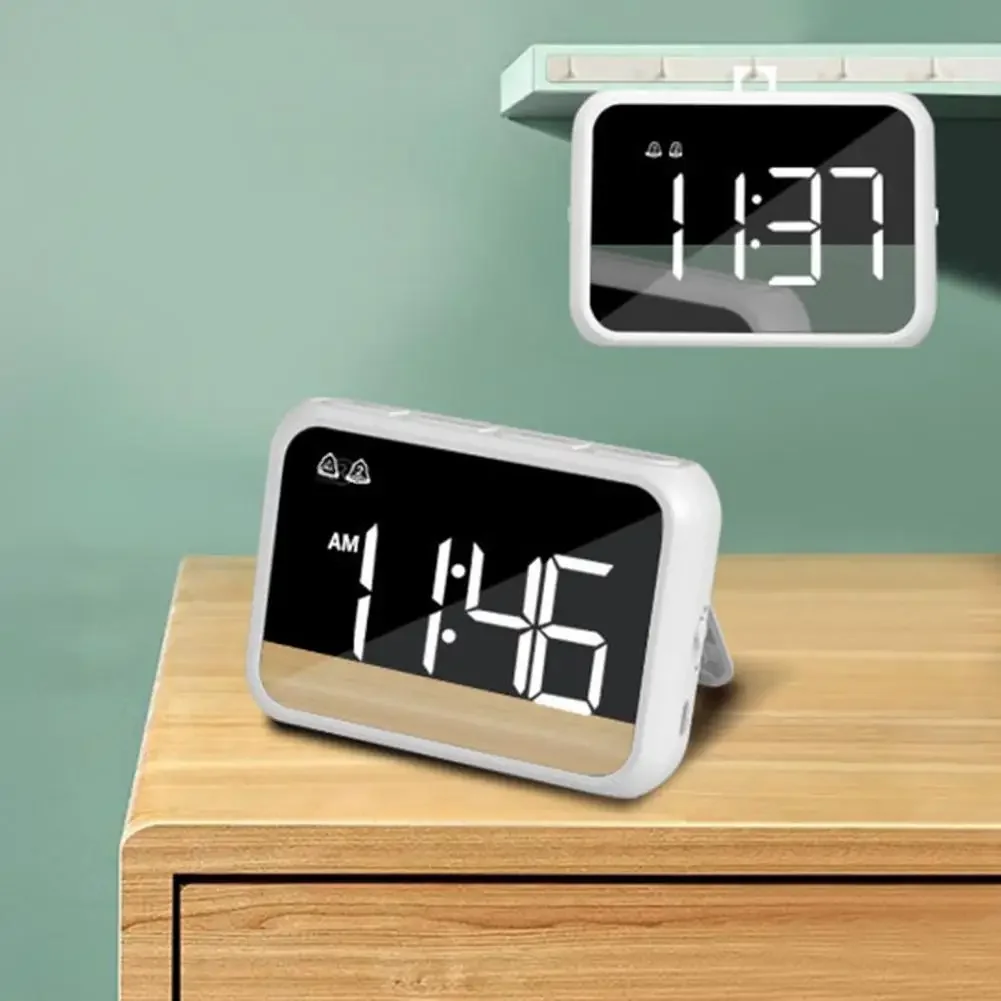 Portable Alarm Clock Travel Clock with Stand Digital Alarm Clock with Stand Led Display Rechargeable Travel Volume Adjustable