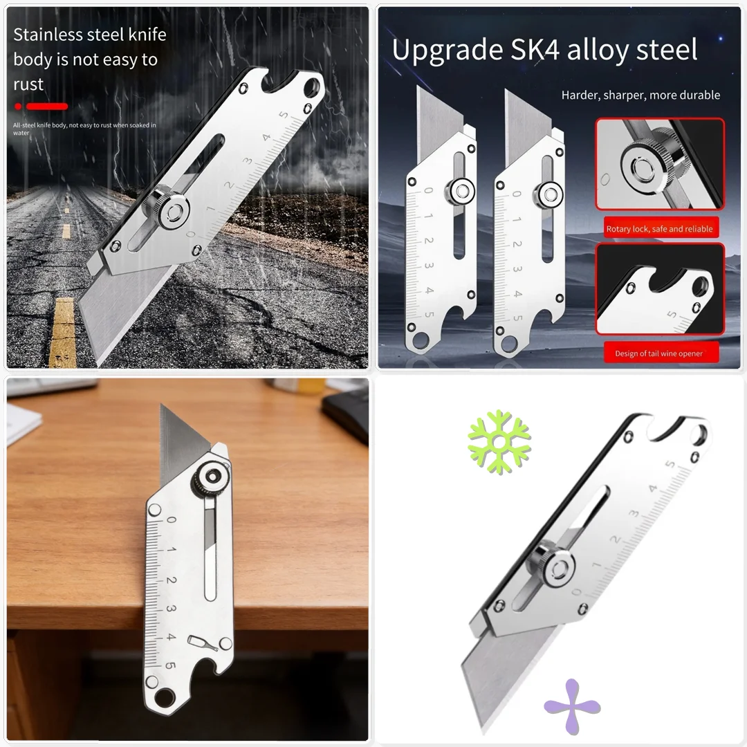 Heavy Duty Compact Utility Knife Stainless Steel Craft Cutter SK5 Blades Wood Model Fine Detail Carving Tool