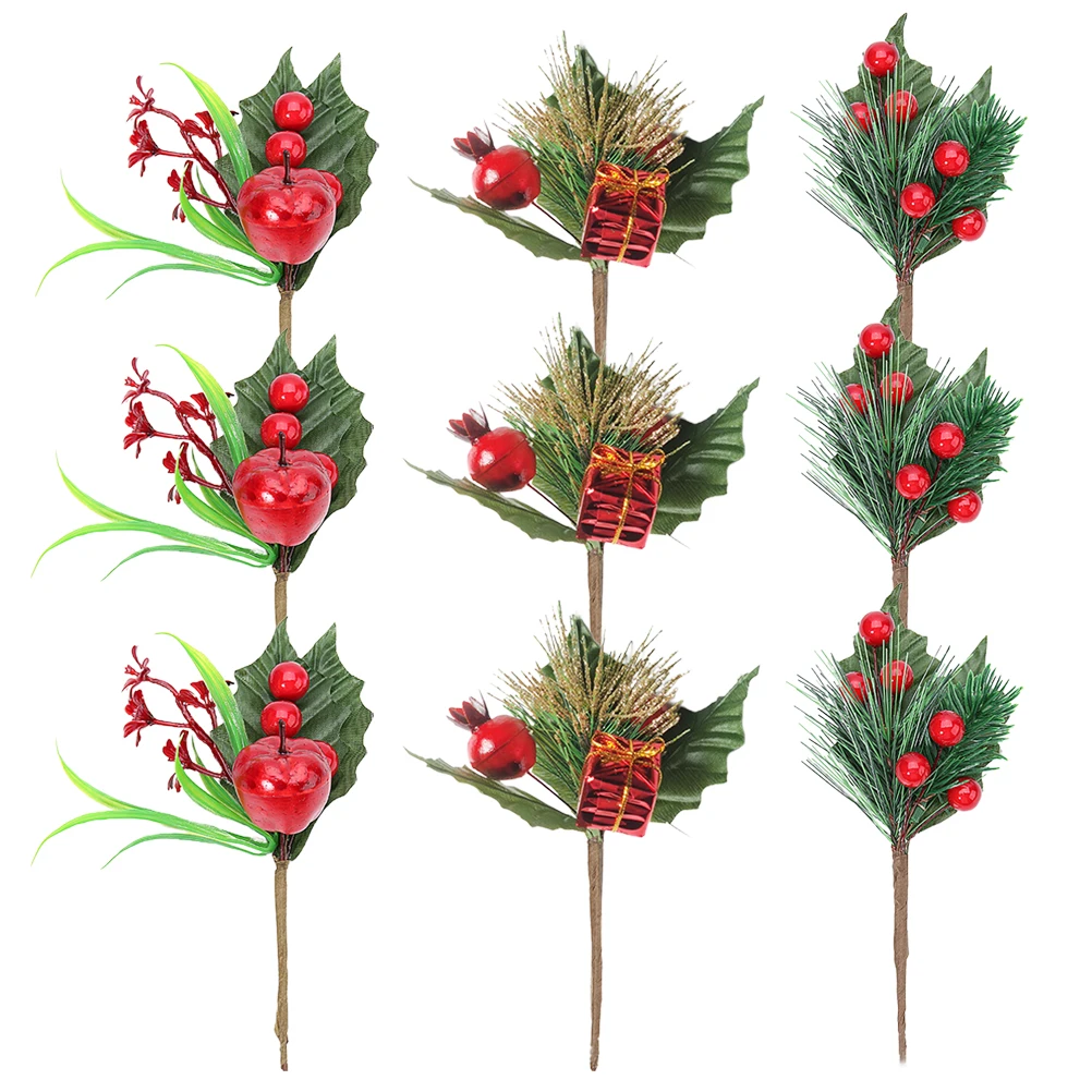 

9 Pcs Fake Fruit Simulation Berry Bouquet Christmas Dinner Table Decor Garland Foam Leaf