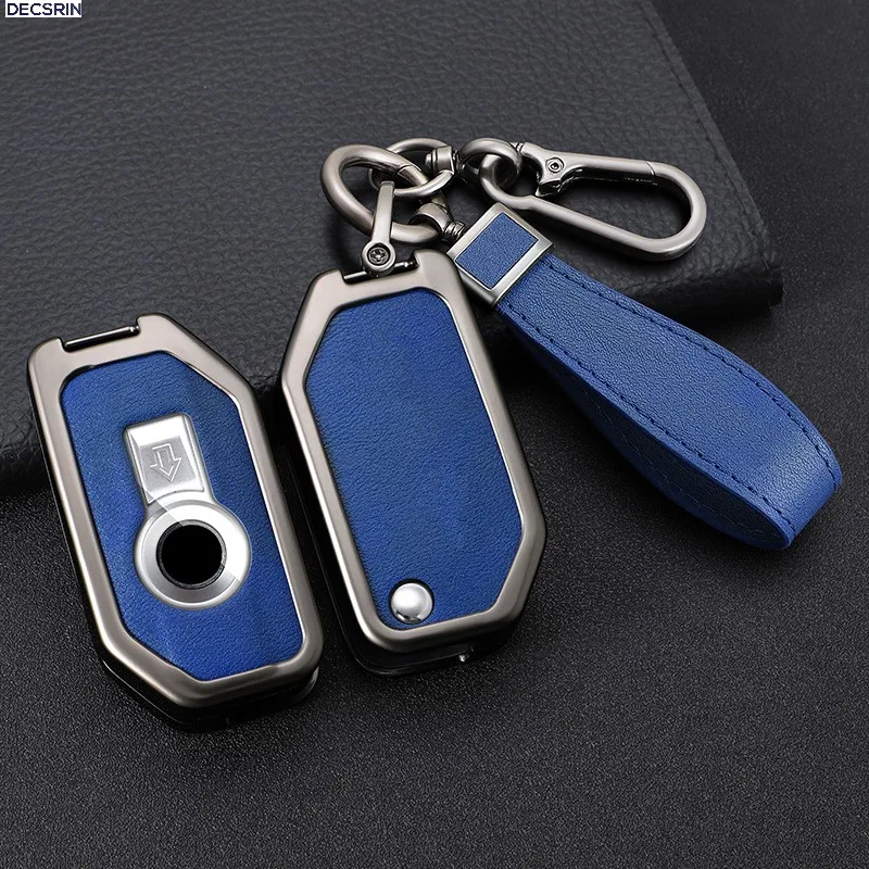 Zinc Alloy+Leather Key Case Cover Shell For BMW Motorcycle F750GS F850GS K1600GT R1200GS LC ADV R1250GS ADV keychain accessories