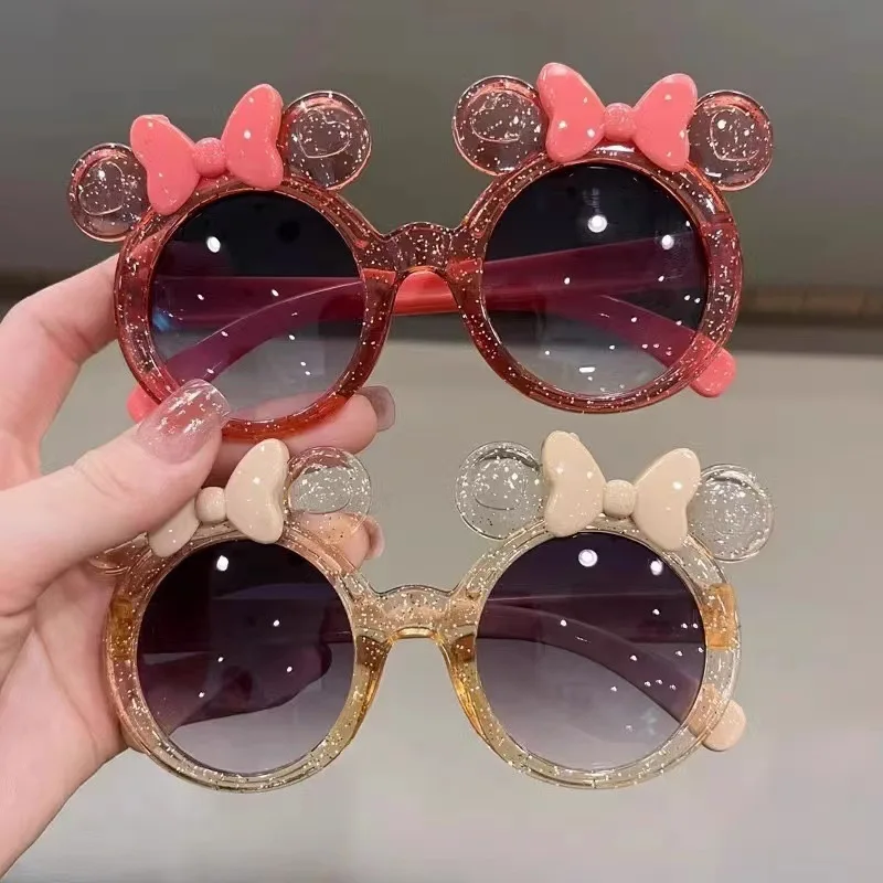 Neue süße Kristall Bogen Mädchen Kinder Sonnenbrille Mode Trend personalisierte Cartoon Sonnenbrille Kinder glänzende Brillen – Detail 5