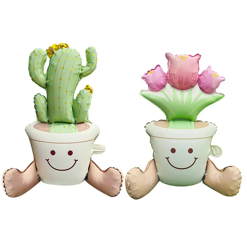 

New Tulip Flower Cactus Potted Balloon Children's Birthday Party Office Decoration Summer Camping Balloon