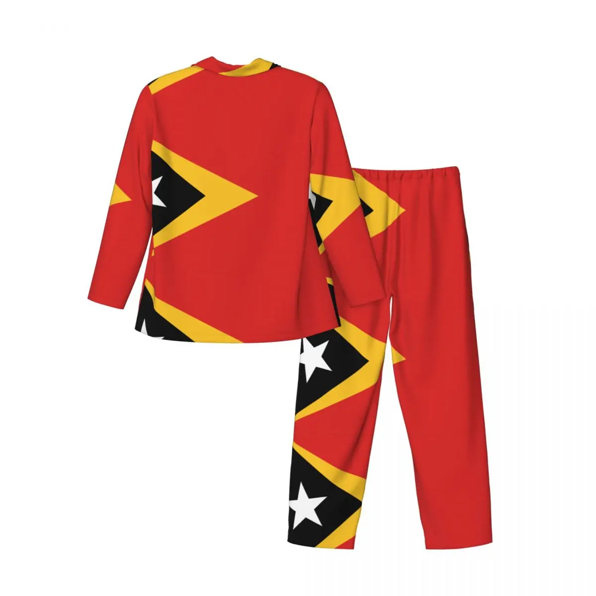 Conjunto de pijamas masculinos de outono inverno manga comprida Timor-Leste Flag Home Roupas Pijamas 2 Pçs/set