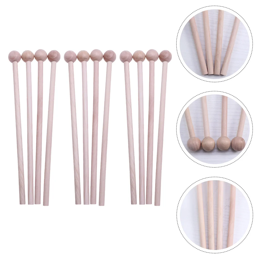 12 Pcs Spoons Percussion Hammer Drum Stick Drumsticks Wood Xylophone Mallets Pipe