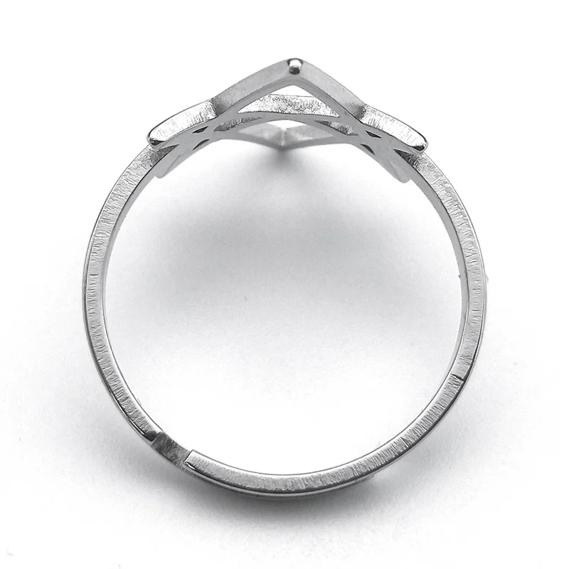 Unicursal Hexagram Stainless Steel Rings For Men Women Silver Color Thelema Sacred Geometry Ring Amulet Spiritual Jewelry RS06