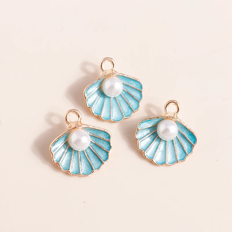 

20pcs 15x16mm Cute Enamel Shell Pearl Charms for Jewelry Making Earrings Pendants Necklaces Bracelets DIY Crafts Accessories