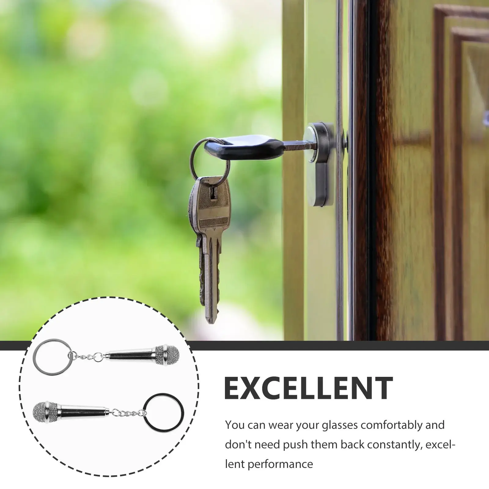 2Pcs Eye Catching Microphone Keychain Made of Premium Metal Lightweight Portable Creative Key Chain for Bags Keys Key Holder