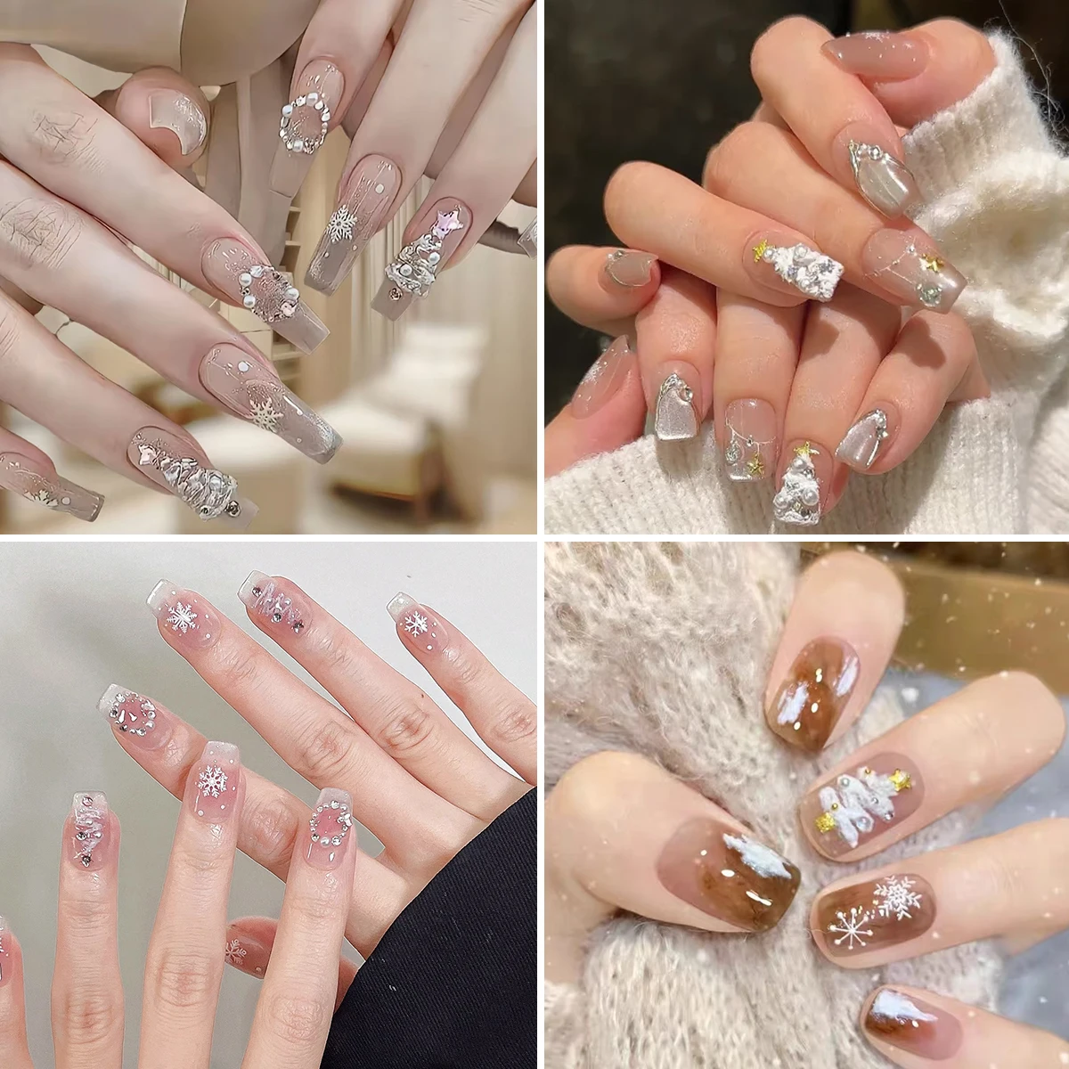 3/6 feuilles 5D noël Nail Art autocollants or argent flocon de neige arbre Santa ongles décalcomanies en relief noël ongles autocollants pour femmes bricolage