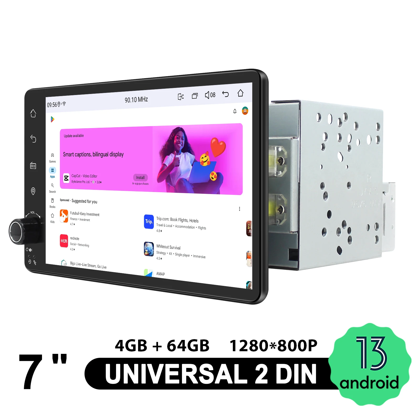 JOYING 7 inch Doube 2 Din Android  13.0 Car Radio Stereo Universal Head Unit Multimedia Player With Carplay Android Auto Wireles