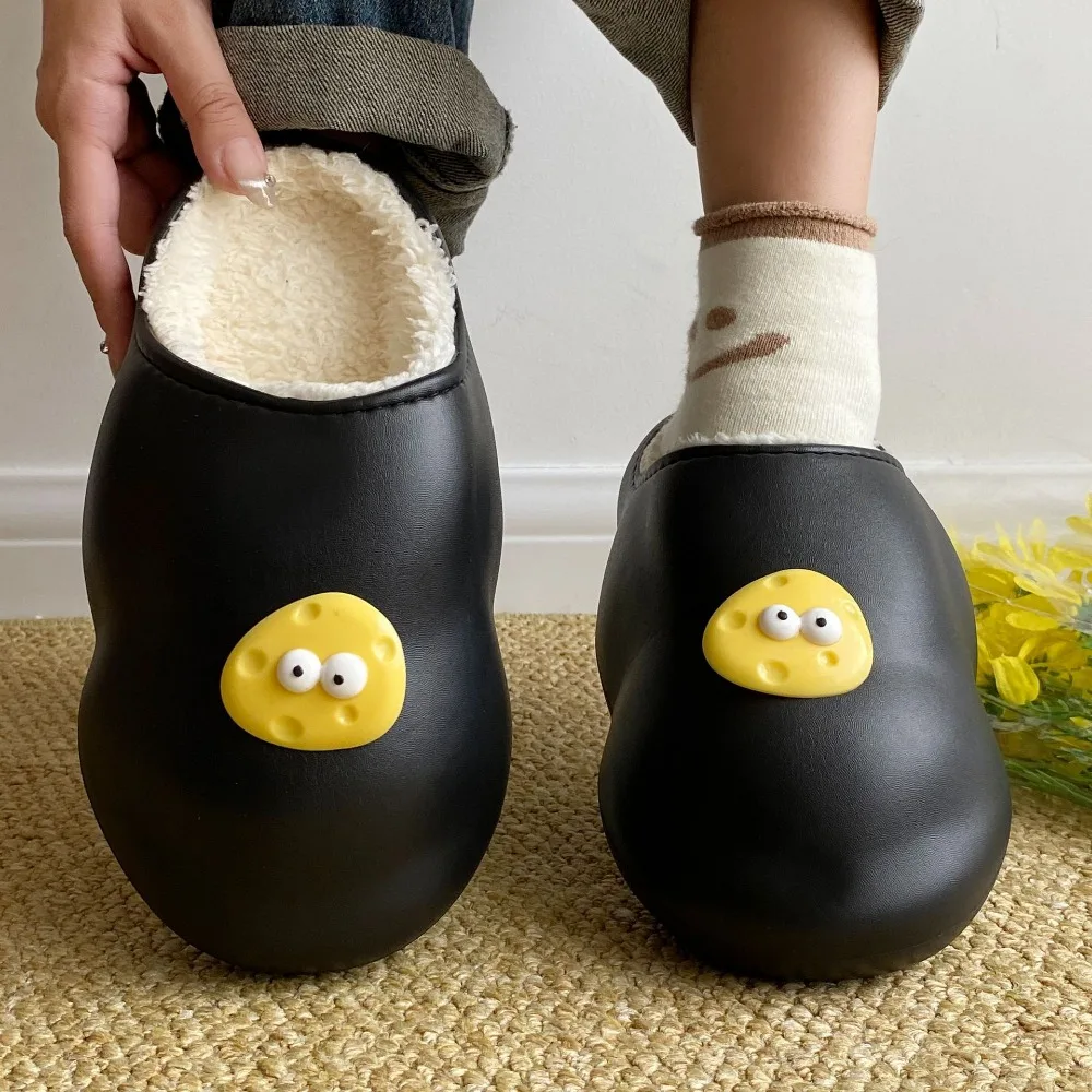 New Autumn and Winter Cotton Slippers Women's Non-Slip Waterproof down Insulated Cotton-Padded Shoes Men's Thermal Home