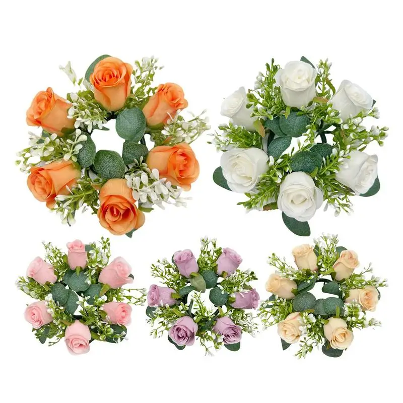 

Floral Candle Rings Artificial Floral Candle Wreaths Decorative Candle Holder Wreath For Window Wall Carpet Ladder