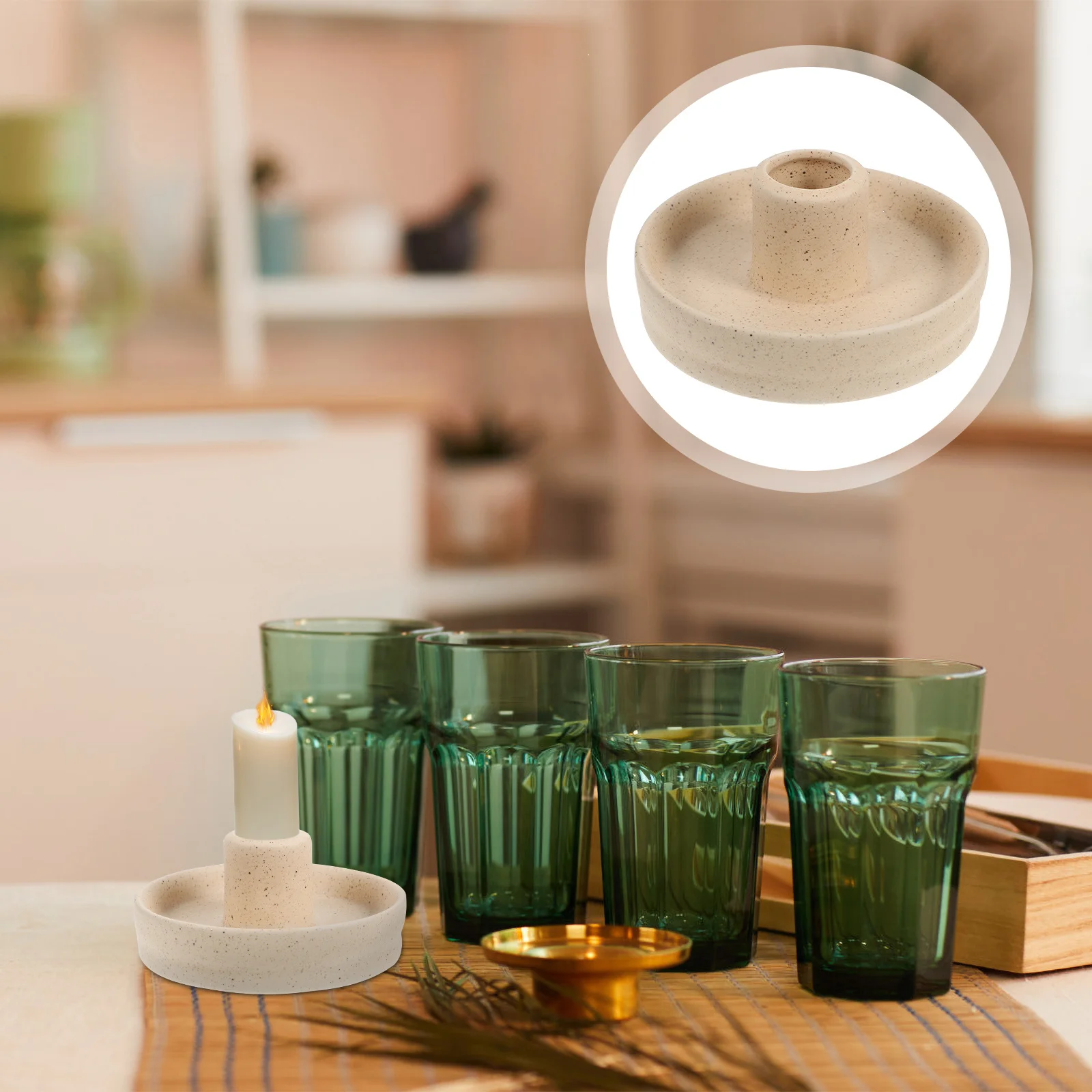 

Modern Ceramic Holder for Taper Candles Decorative Table Centerpiece Sturdy Flame Resistant Holder for Living Room Dining