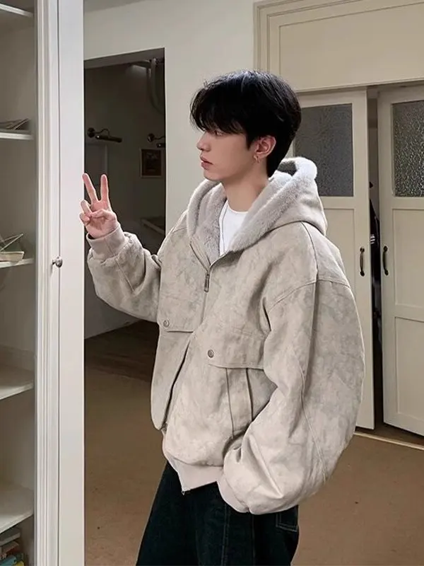 

Винтажная мужская зимняя теплая куртка с капюшоном, приталенный крой, на полиэстеровой подкладке, с длинными рукавами, на молнии