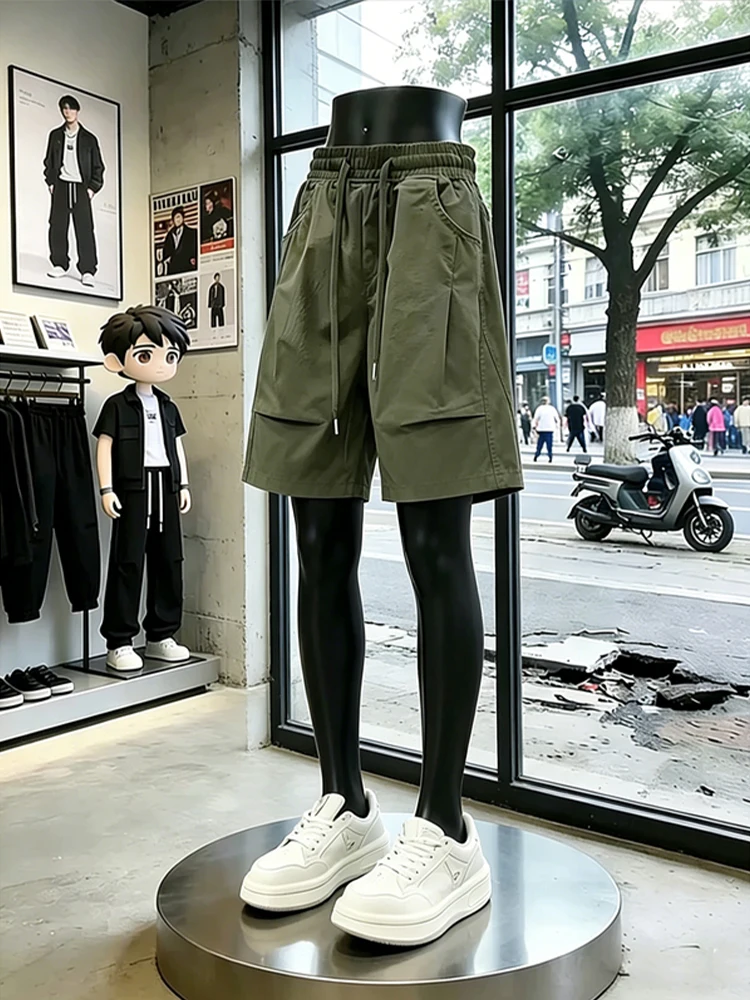 

American Military Green Workwear Shorts Men's Summer Deconstructed Wrinkle Casual Five-Quarter Outdoor Sports Mid-Length