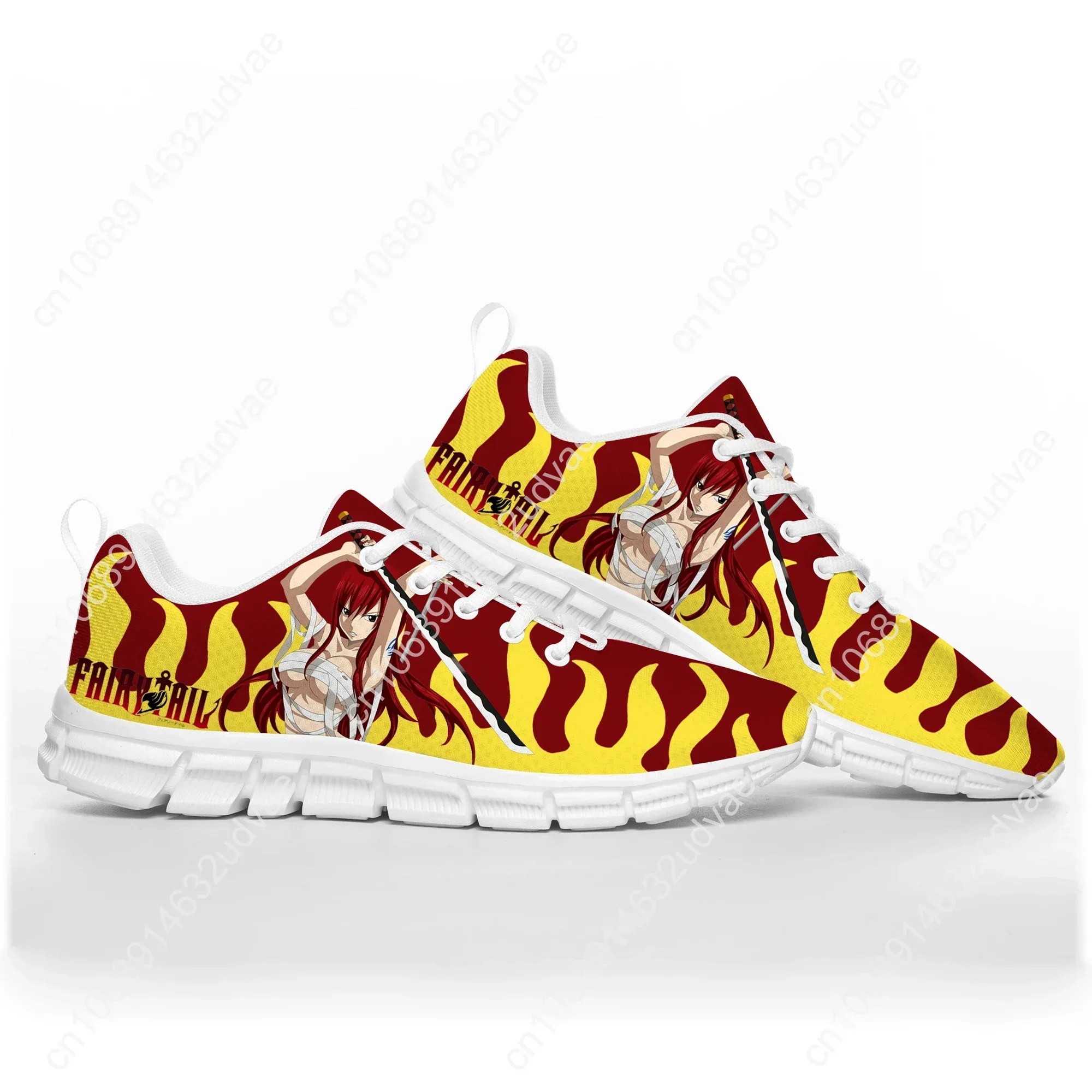 Anime Fairy Tail Erza Scarlet Sports Shoes Mens Womens Teenager White Sneakers Custom High Quality Couple Shoe