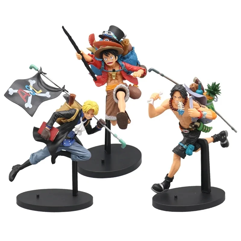 17cm One Piece Anime Figure Running Sabo Backpack Portgas D Ace Monkey D Luffy Action Figure Collection Model Ornaments Toy Gift