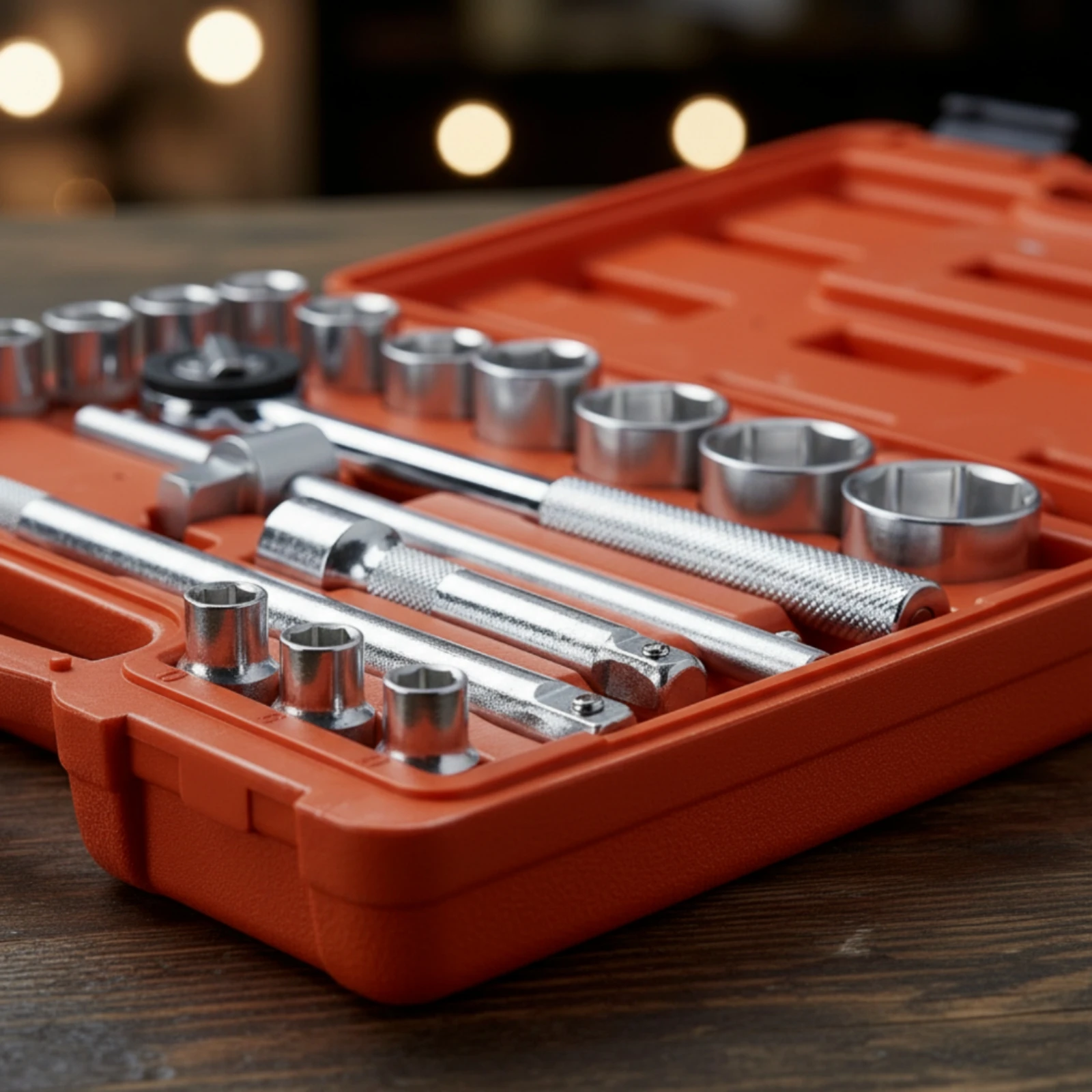 22 Pieces Socket Wrench Kit with Carry Case Compact Ratchet and Socket Set Mechanics Tools Kit Chrome-Finished for DIYers