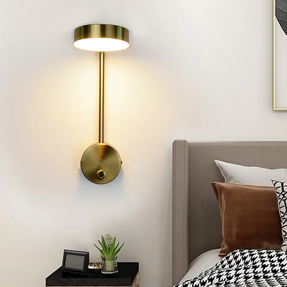الشمال LED مصابيح الحائط الداخلية 9 واط أضواء الجدار قابل للتعديل مع التبديل للمنزل البساطة غرفة نوم السرير الجدار الشمعدان AC110V/220 فولت