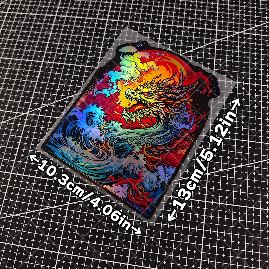 1 piece Dragon Element Laser Light Theme JDM Motorcycle, Electric Vehicle, Car Decal and Decorative Embroidery