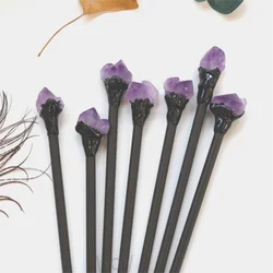 FZ-45 Amethyst hairpin natural quartz crystal bud hairpin hairpin Wika hair accessories wedding bride BOHO gift