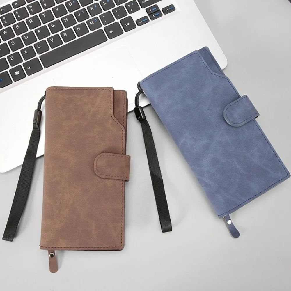 Portafoglio lungo da uomo in PU di lusso Portafoglio da lavoro con cerniera di grande capacità Borsa portamonete Porta carte Ragazza