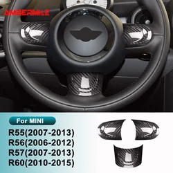 Real Carbon Fiber  for MINI Cooper Countryman R60 R55 R56 R57 Car Steering Wheel Cover Panel Button Accessories Interior Trim