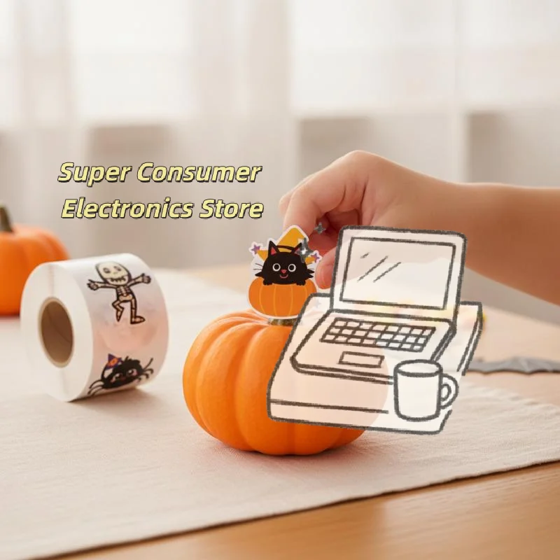 500Pcs Halloween Sticker Roll Pumpkin Ghost Cartoon Pattern Stickers for Kids Halloween Party Favors School Classroom Rewards
