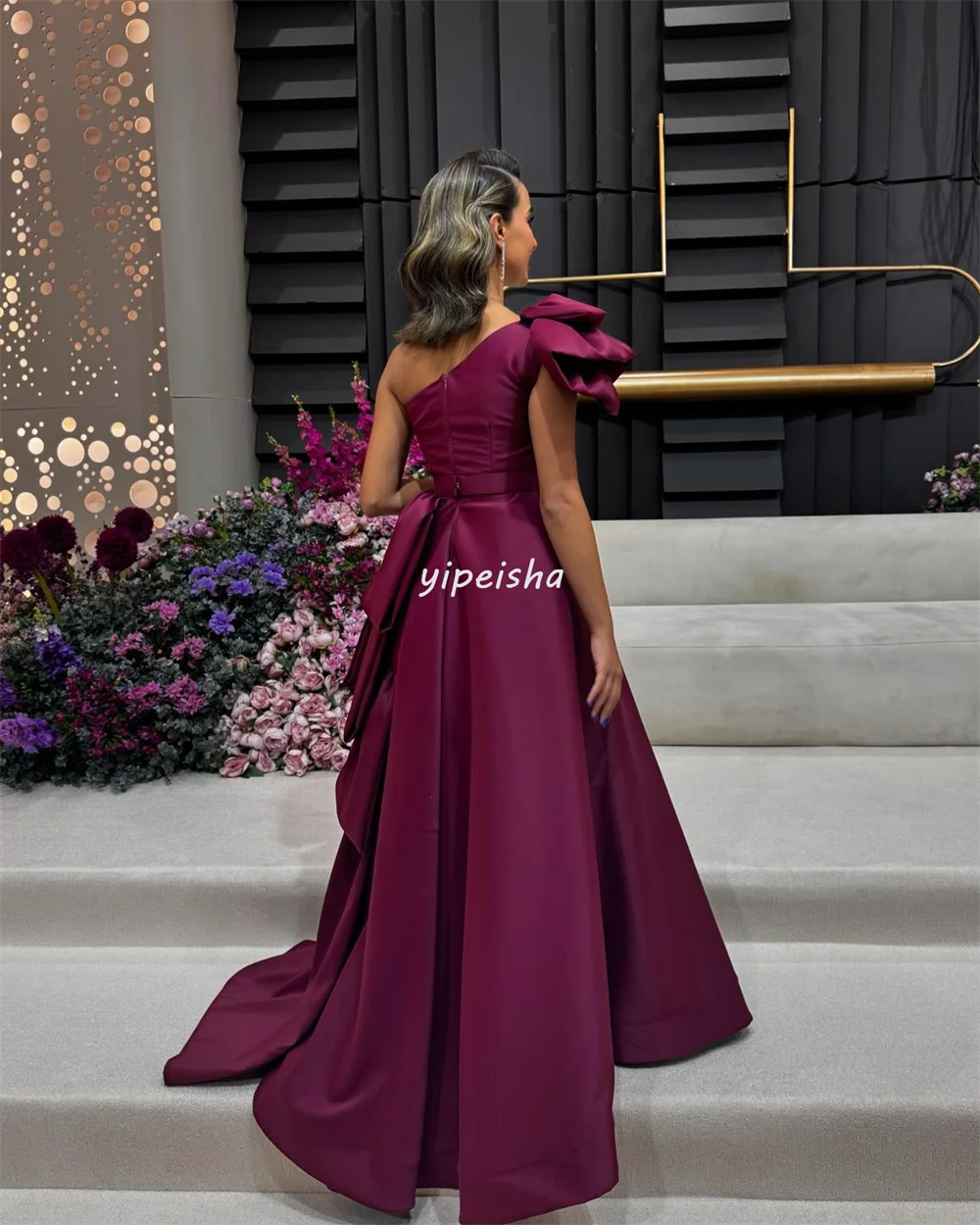 Customized Modern Style Exquisite Pleat Ruched A-line One-shoulder Long Dresses Bespoke Occasion Dresses Sizes Available Elegant