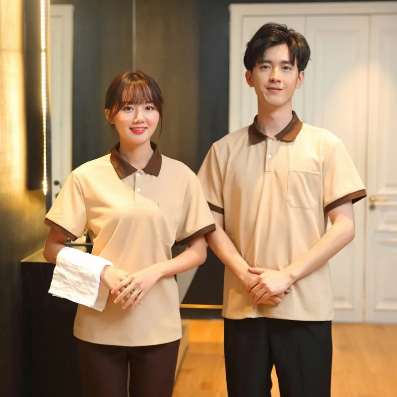 

Cotton T-shirt Hotel Room Attendant Cleaning Service Uniform PA Property Cleaning Aunt Cleaning Work Clothes Short-Sleeved Summe