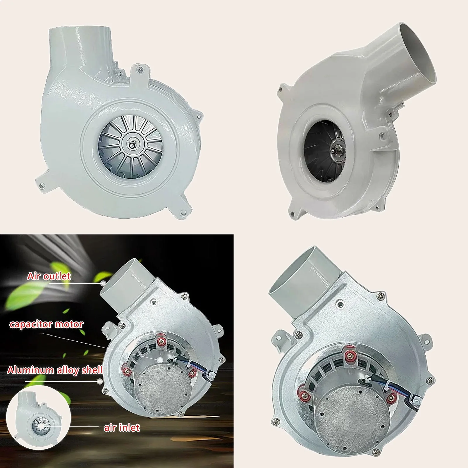 

60W High Temp Biomass Pellet Stove Draft Fan 220V Silent Fireplace Smoke Exhaust Blower