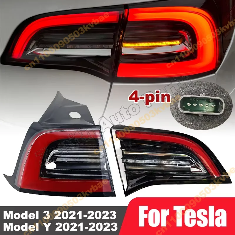 

Rear Lamp Outer LED Tail Light Brake Lamp For Tesla Model Y/3 2021 2022 2023 4-Pin Turn Signal Running Lamp 1502086-00-D 1502087