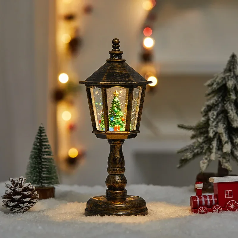 4Pcs/Lots Christmas New Wind Light Ornament Hexagonal Table Lamp Luminous Music Night Light Festive Atmosphere Tabletop Ornament