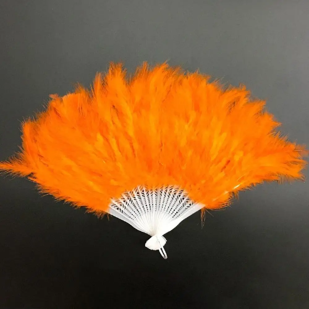 New Crafts Gifts Home Decor Ladies Folding Fan Feather Fans White Hand Fan Handmade Dance Fan