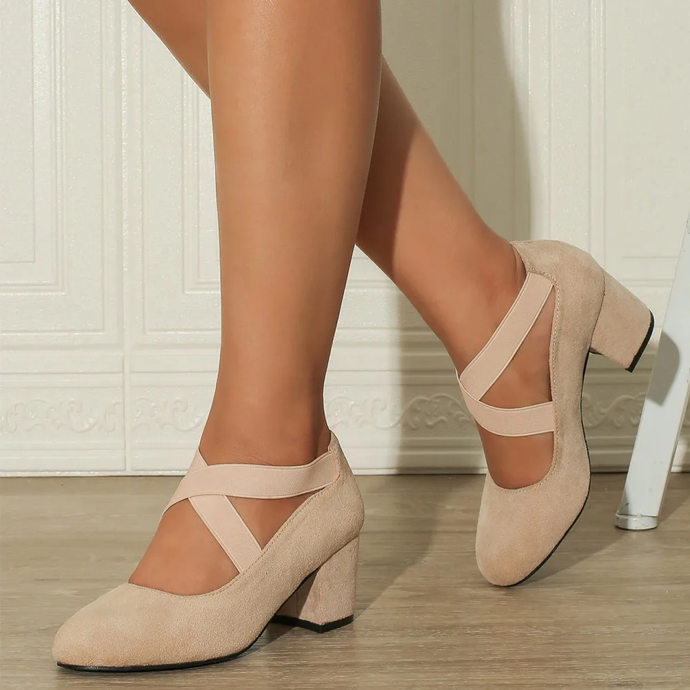 Brand Design Female Solid Mary Janes Pumps Fashion Chunky Heels women's Pumps 2024 Casual Party Office Spring Autumn Shoes Woman