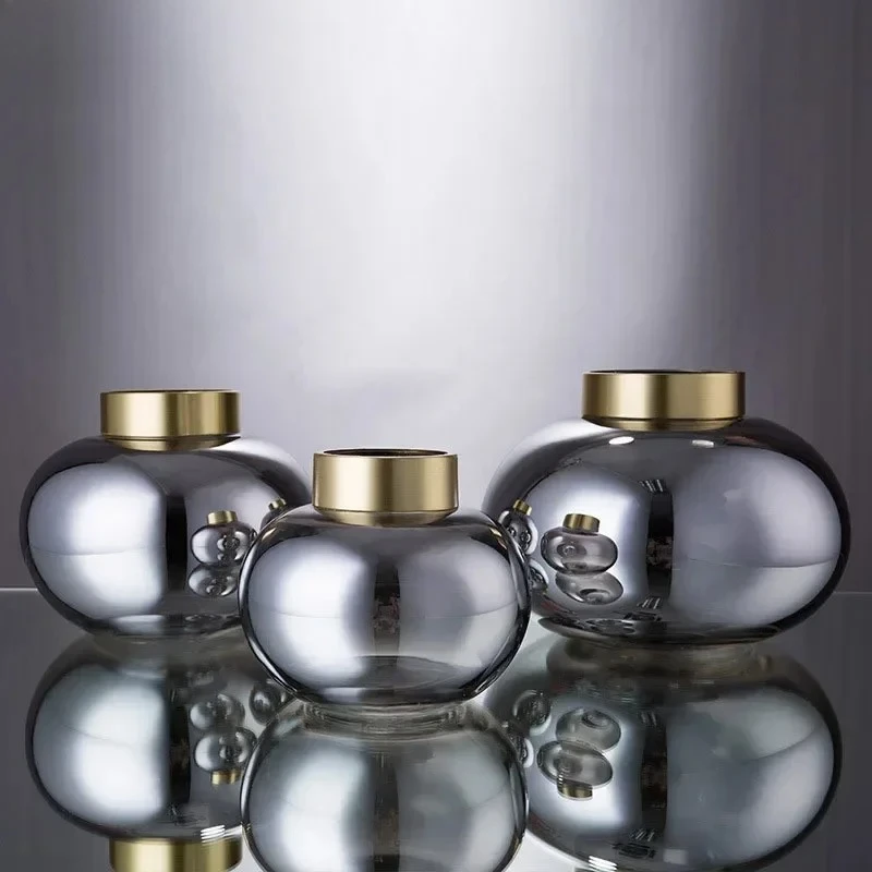 Creative Transparent Elliptic Glass Vase Desk Decoration Flower Arrangement Flower Pots Modern Floral Vases Room Aesthetic Decor