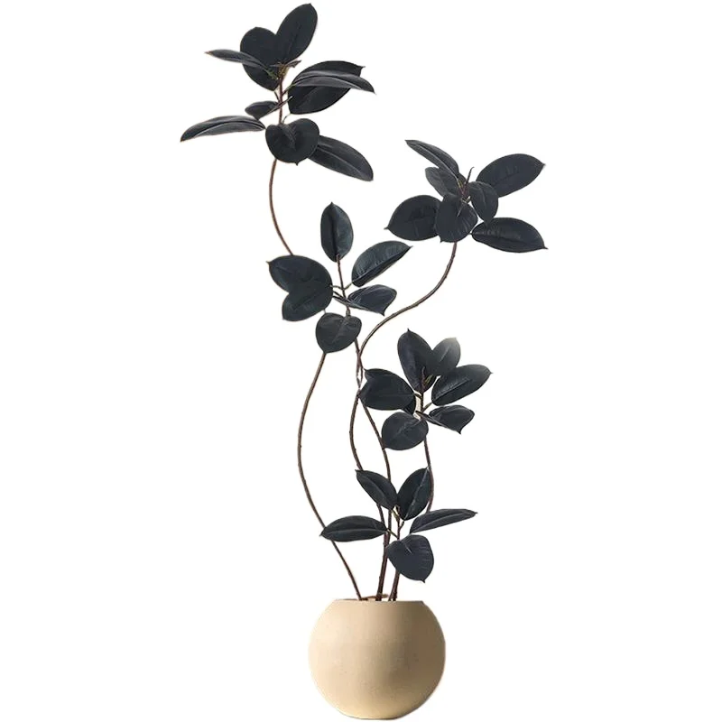 

Rubber tree simulated green plant large potted plant high-end light luxury bionic fake tree plant ornament