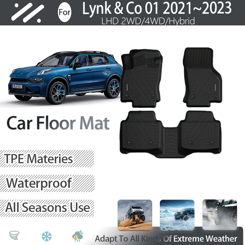 

Car Floor Mats For Lynk & Co 01 2021 2022 2023 2WD 4WD Hybrid Waterproof Pads Foot Carpet Floor Covers Full Set Auto Accessories