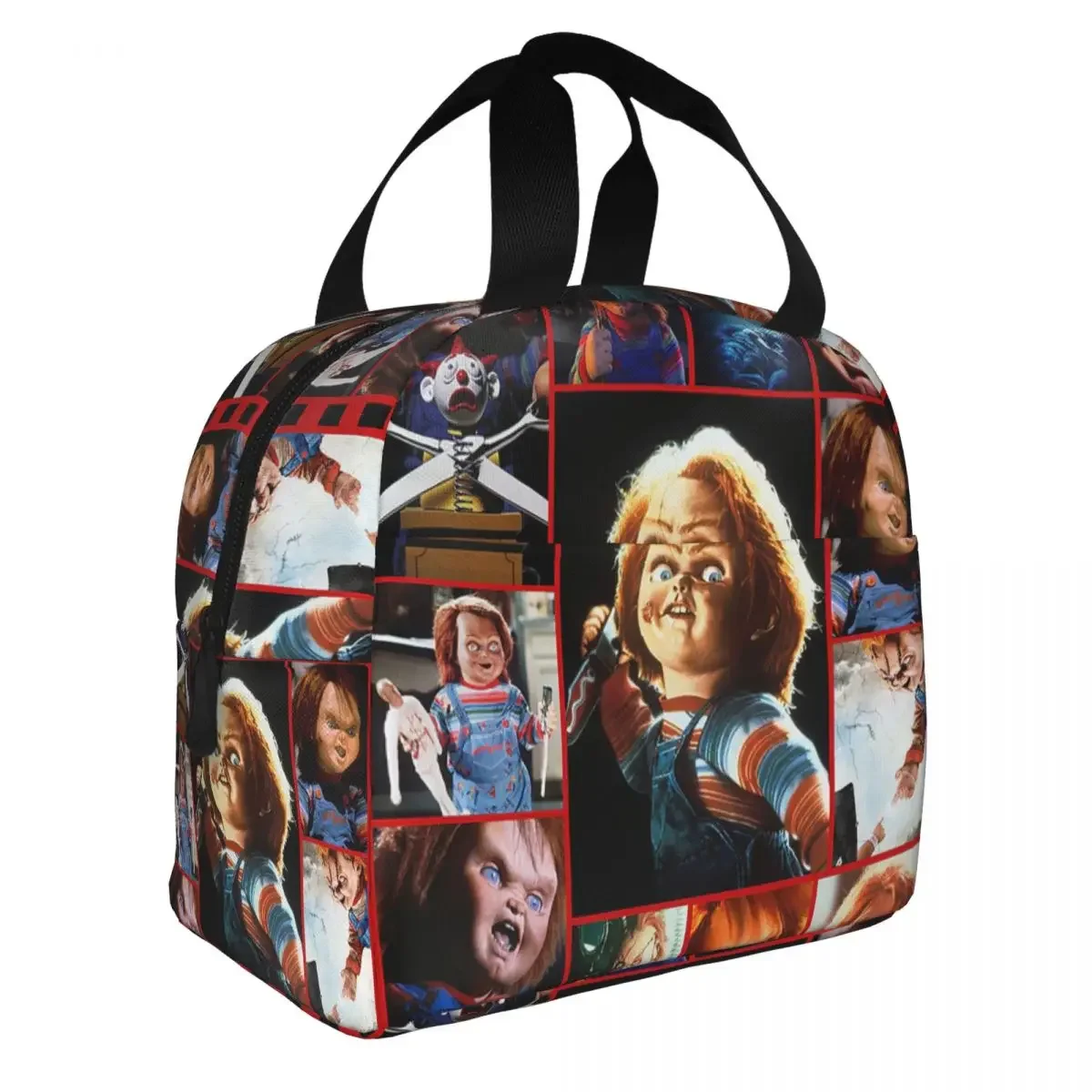 Lunch Bags Horror Moive Child Of Play Character Chucky Insulated Thermal Cooler Portable Picnic Travel Oxford Tote Bento Pouch