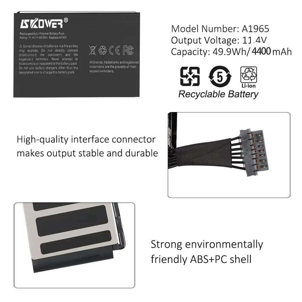 بطارية SKOWER A1965 لأجهزة Apple MacBook Air 13 "A1932 2018 2019 A2179 أوائل 2020 EMC 3184 EMC3302 020-02455